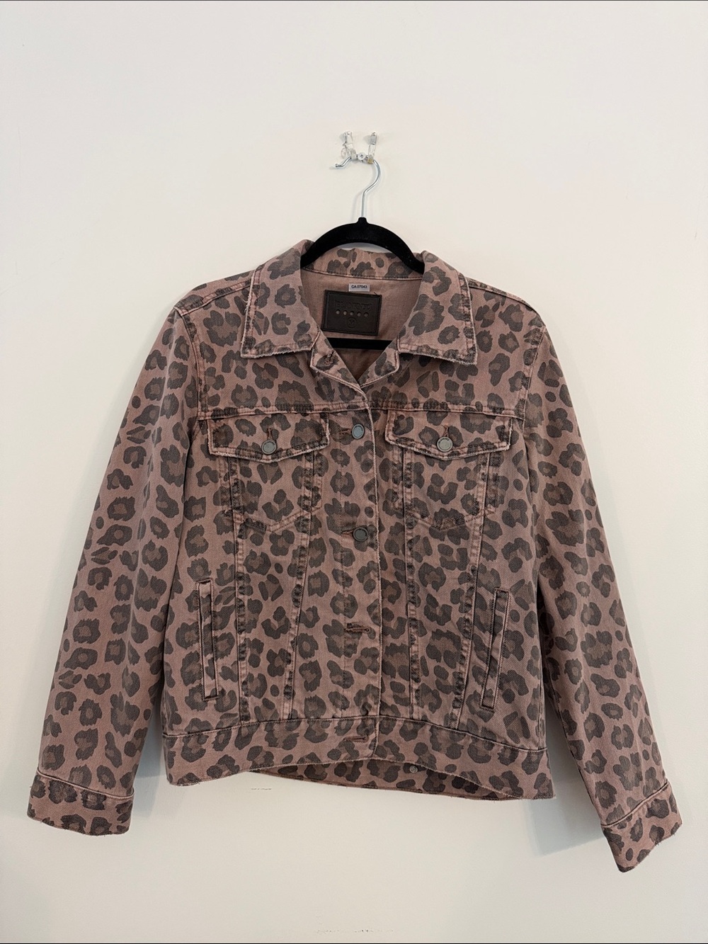 Blank NYC Brown Leopard Print Denim Jacket
